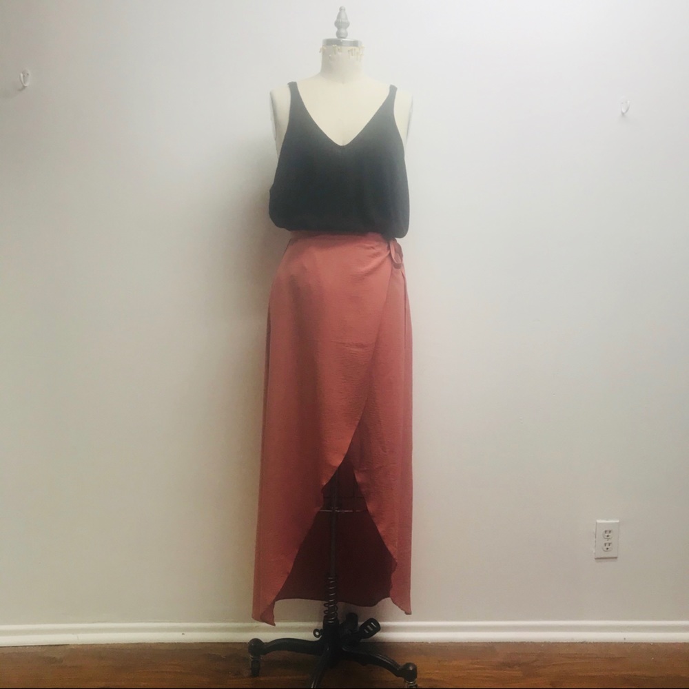 Topshop wrap around pink maxi skirt Sz. 8